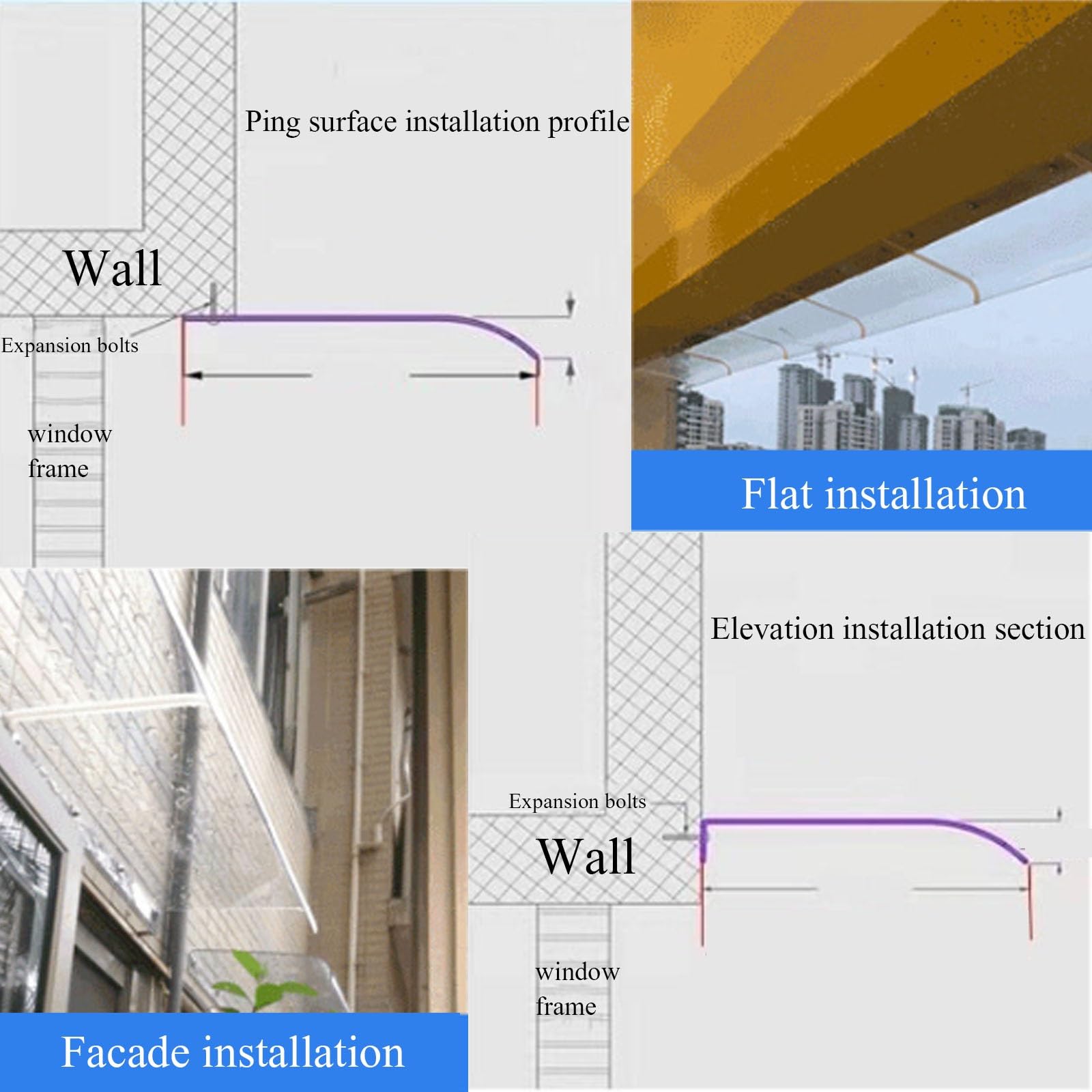 Invisible Door Canopy,Front Door Canopy Outdoor Awning,Silent Porch Canopy Awning,Entry Awning,UV Rain Snow Protection Sheet,Modern Polycarbonate Front Door Canopy (Size : 50 * 240cm/19.6 * 94.4in