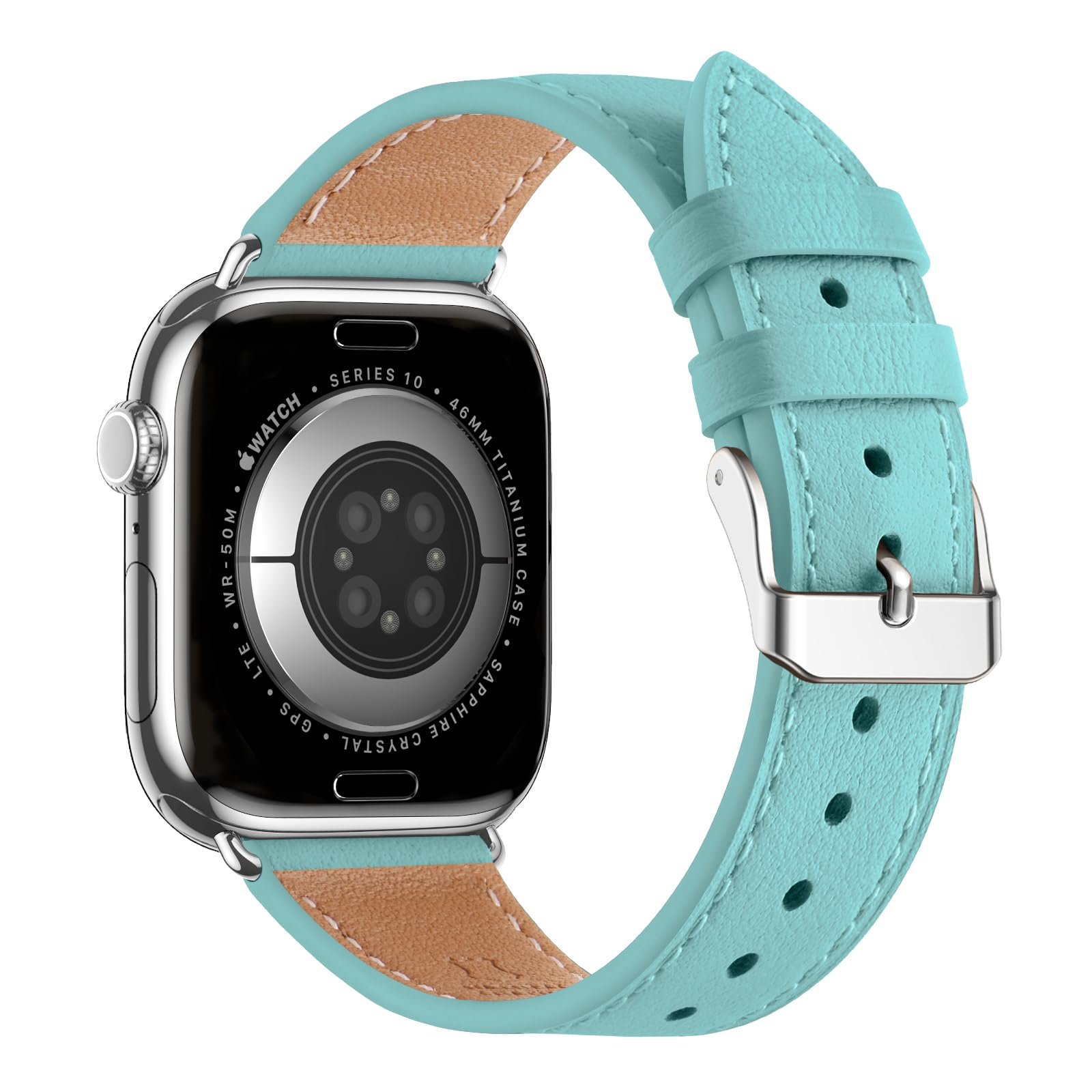 Bestig Leather Bands Compatible with Apple Watch Band 38mm 40mm 41mm 42mm(Series 10 11) for Women Men, Wristband Strap for iWatch SE3/2/1&Series 9 8 7
