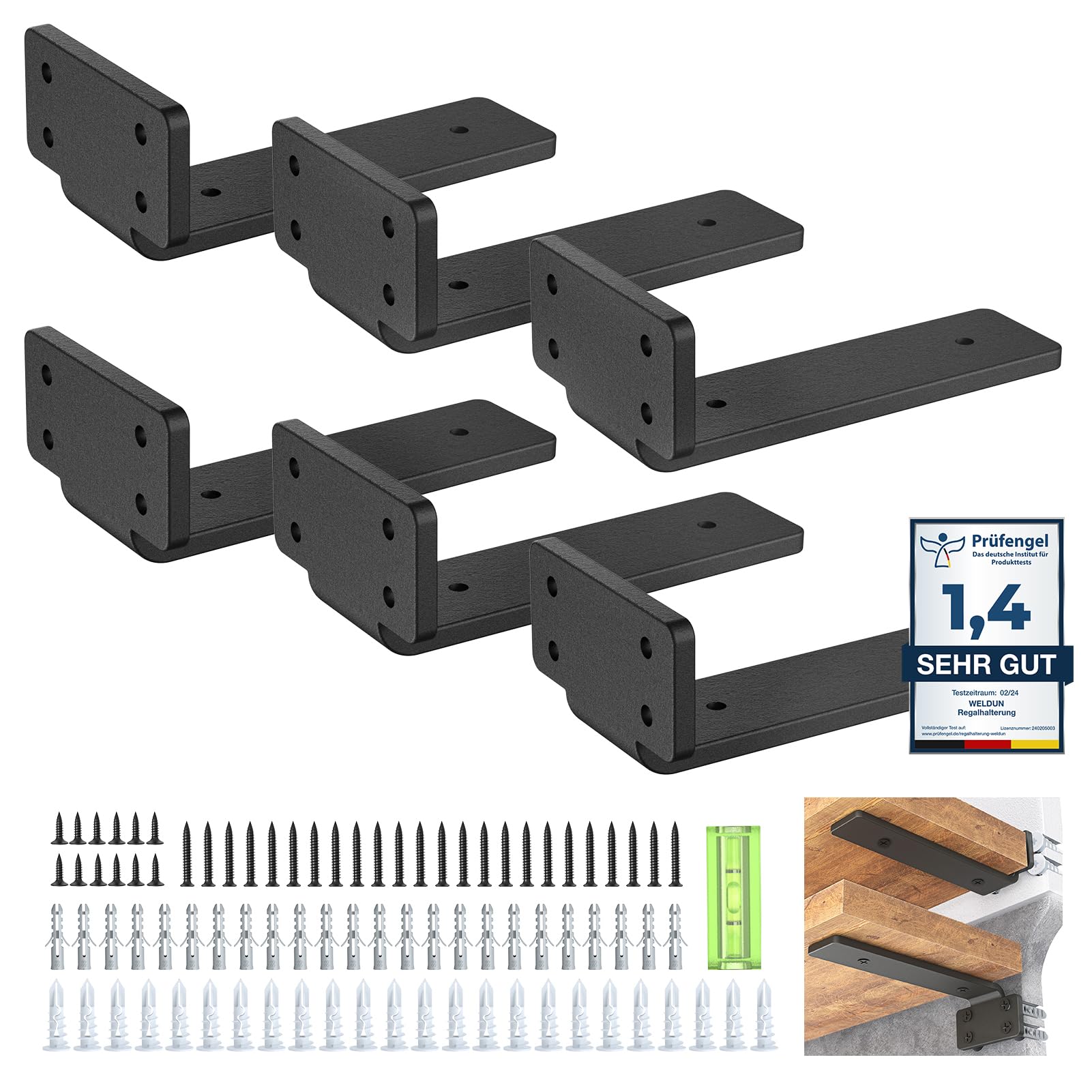 6 Pack Floating Shelf Brackets 6 Inch, Heavy Duty Metal L Shelf Brackets for Shelves Support Wall Hanging