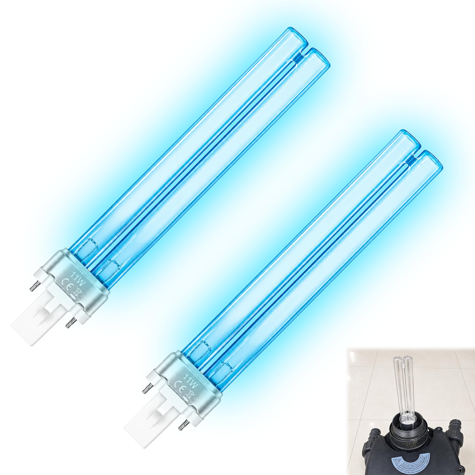 Girihe G23 2 Pin Bulb 9W, UV Bulb for Pond Filter and Aquarium Maintenance, 9W UV Pond Bulb with Two-Piece Set, Effective Water Sterilization Solution