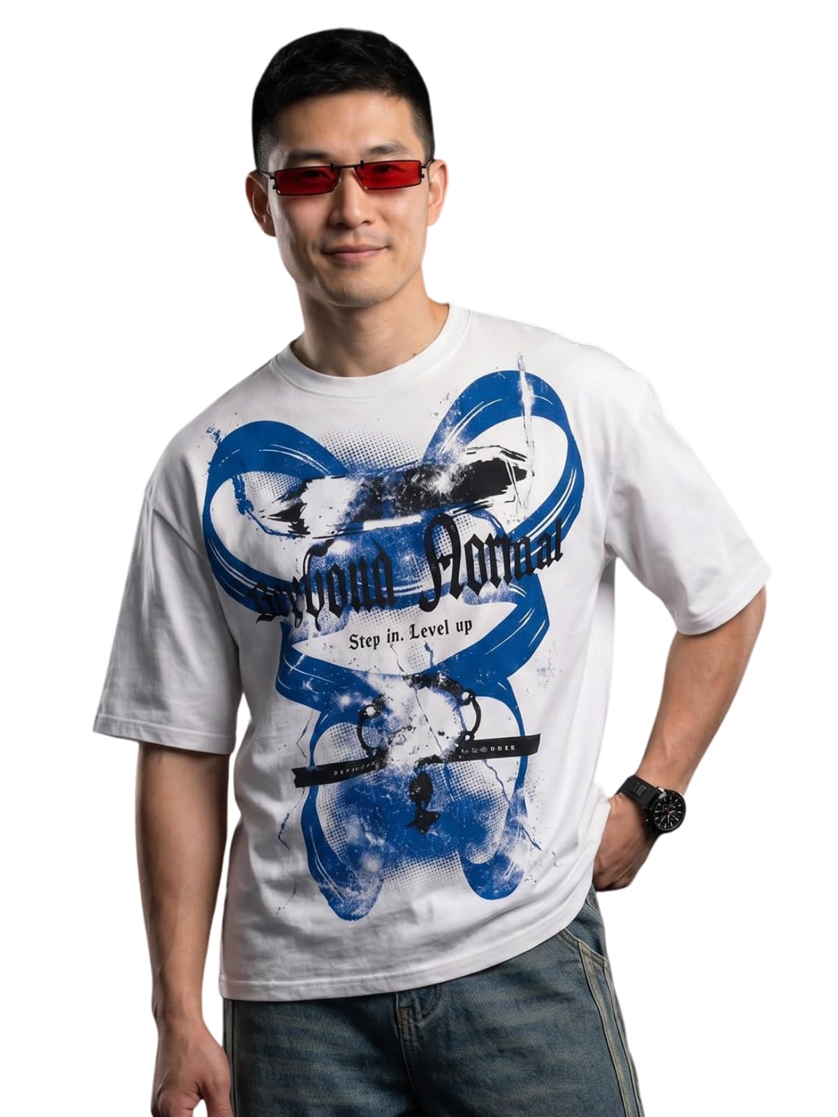 veirdo Men Heavy 240 GSM Oversized Puff Printed Pure Cotton T-Shirt | 3D Raised Print | Drop Shoulder Half Sleeve Round Neck Streetwear Tee (S to XXL)-picture-33