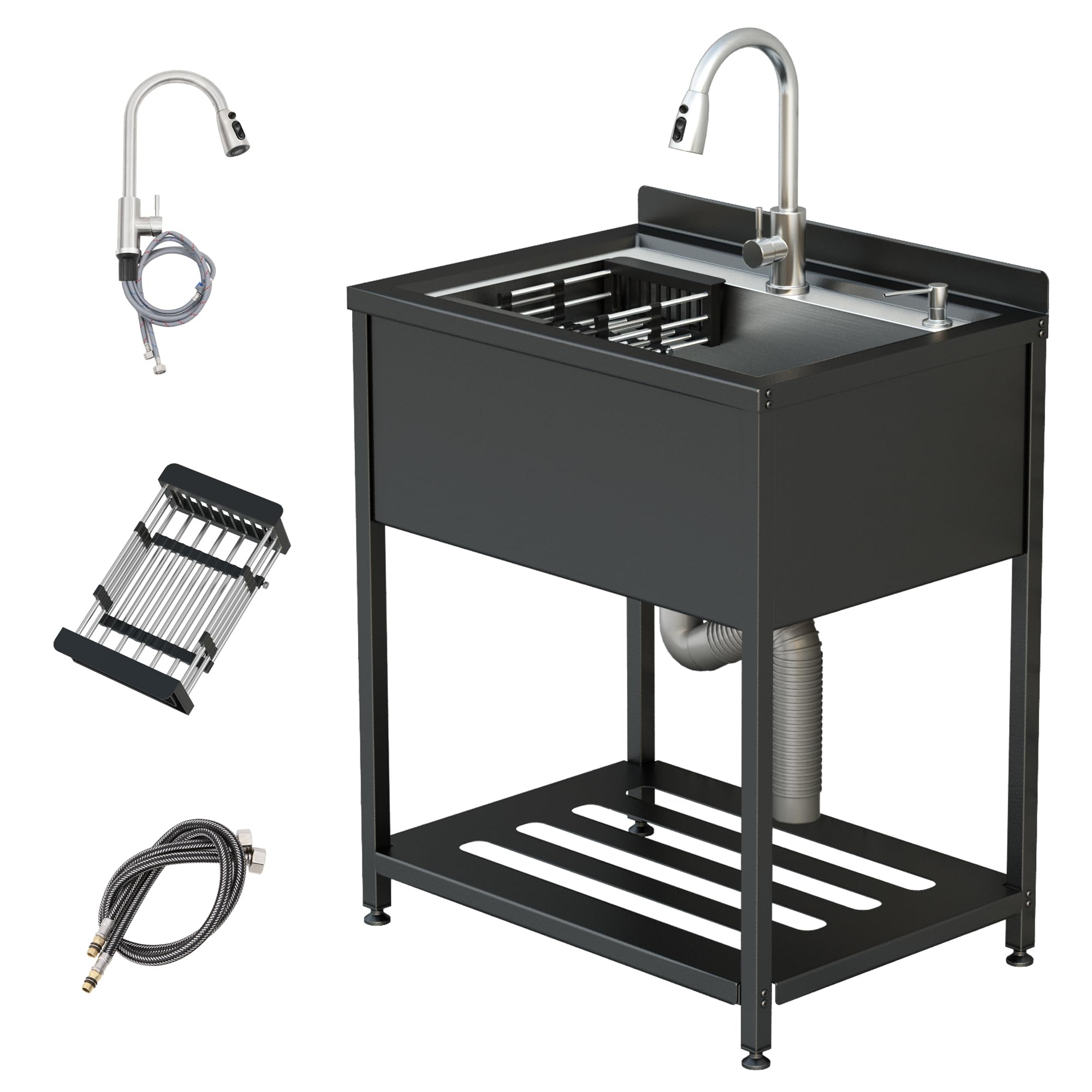 Doniks Stainless Steel Utility Sink with all components