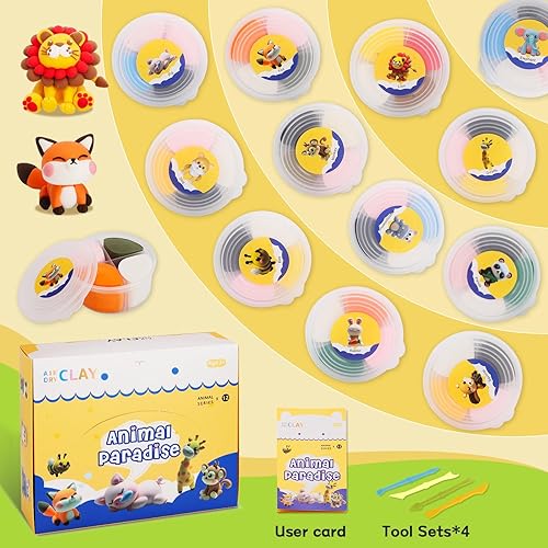 Miniatura 4 de Kits de arcilla seca al aire, 12 arcilla de modelado para niños, artes y manualidades para niños, seguros y no tóxicos con herramientas de escultura