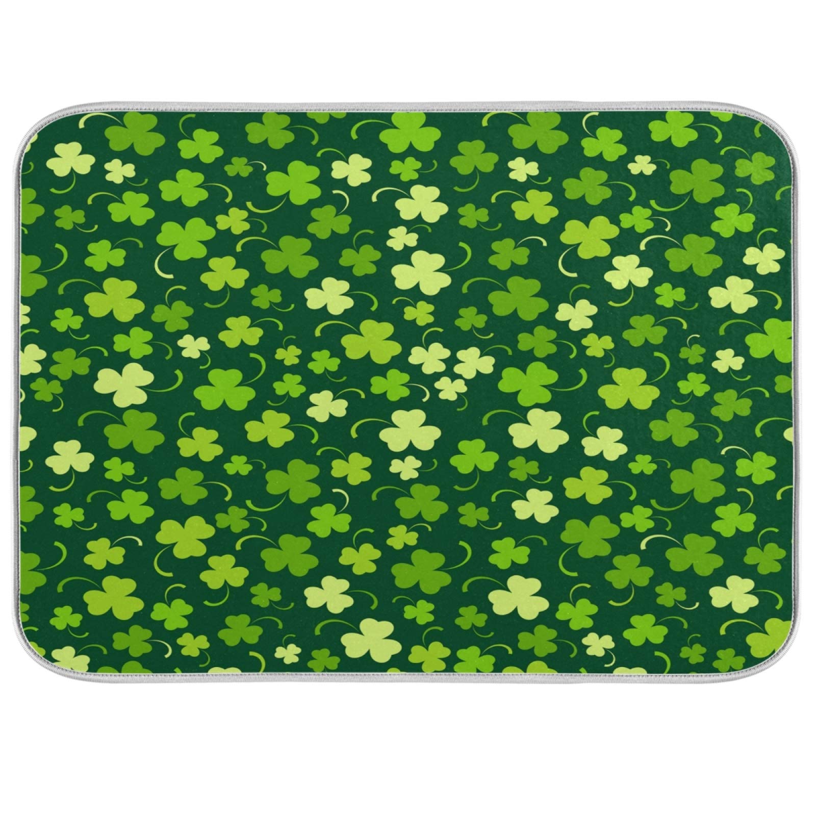 Alfombrilla de secado para platos de San Patricio con diseño de hojas verdes reversible 1