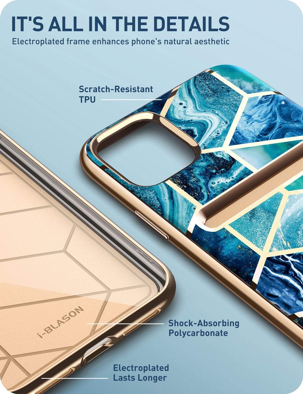 i-Blason Cosmo Wallet Slim Designer Wallet Case for Apple iPhone 11 (2019), 6.1" (Blue)