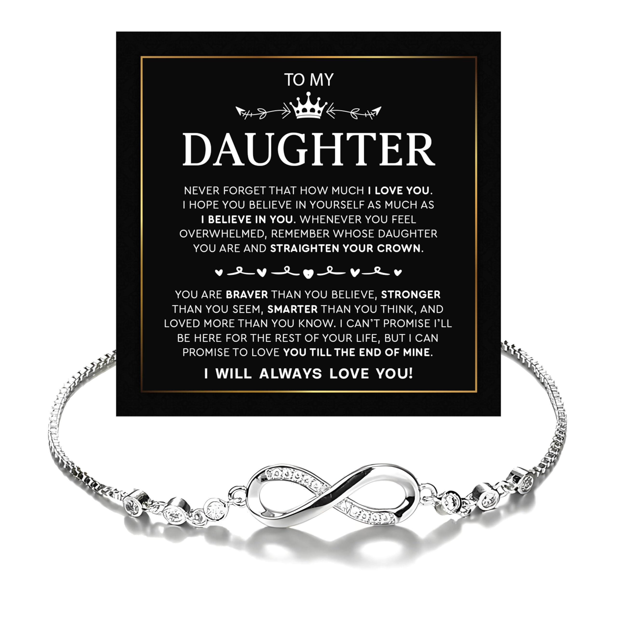 To My Daughter Bracelet, Gift from Mom or Dad, Meaningful Jewelry Keepsake for Her, Inspirational Message Bracelet, Parent to Daughter Gift for Birthday, Graduation, Christmas or Special Occasion