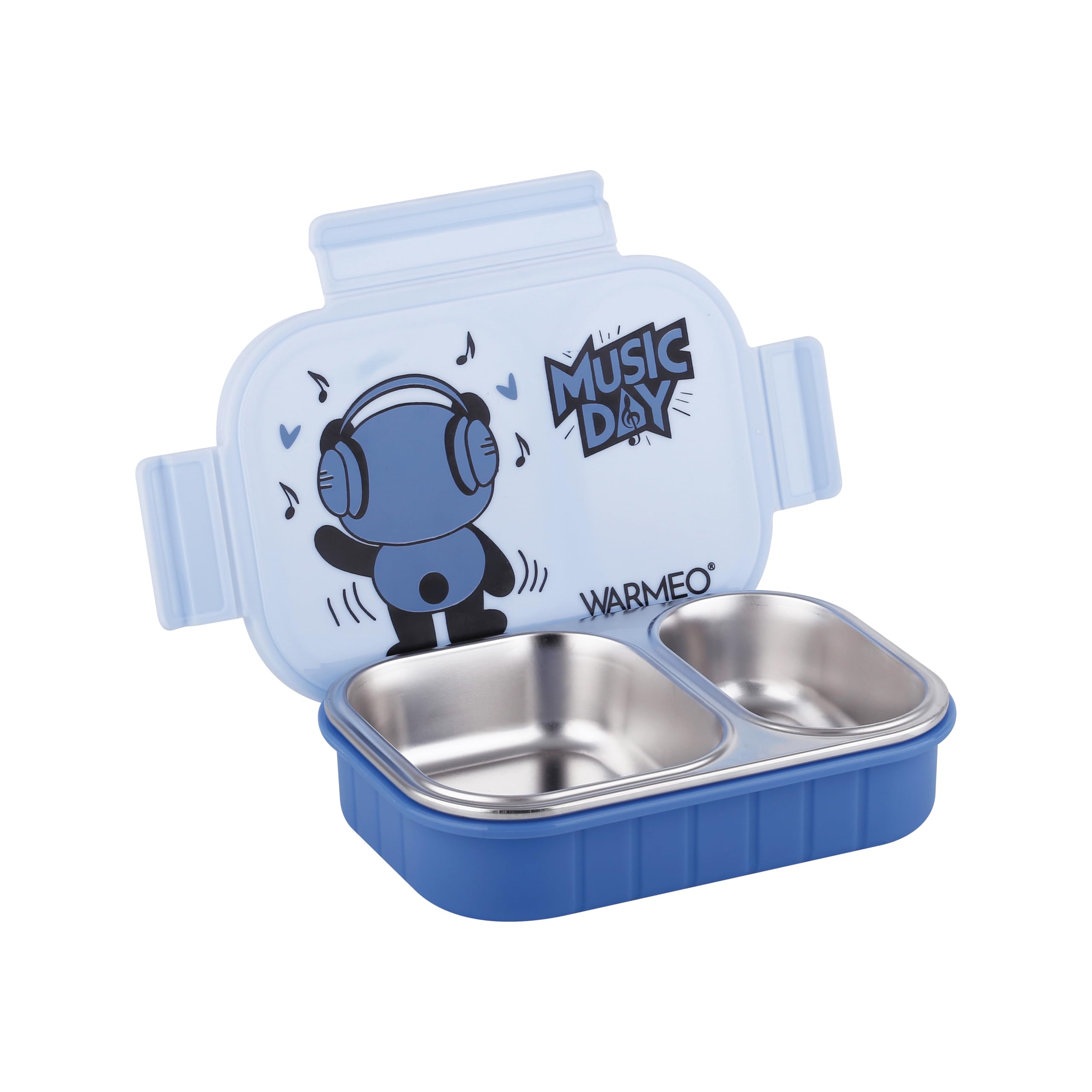 WARMEO Goofy Insulated Lunch Box with Two Compartment BPA Free, Kids Lunch Box,Food Grade Ideal for School, Picnic, Office & Outdoor - 500ml Blue, Stainless Steel
