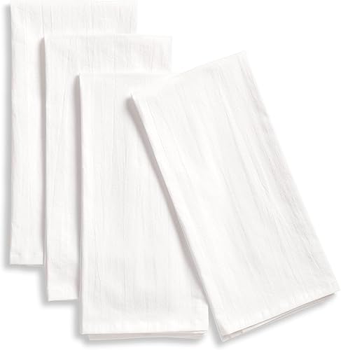 Juego de 4 toallas de cocina grandes, resistentes y absorbentes, color blanco brillante, 20.5 x 30.5 pulgadas, lazo para colgar, toallas bien hechas