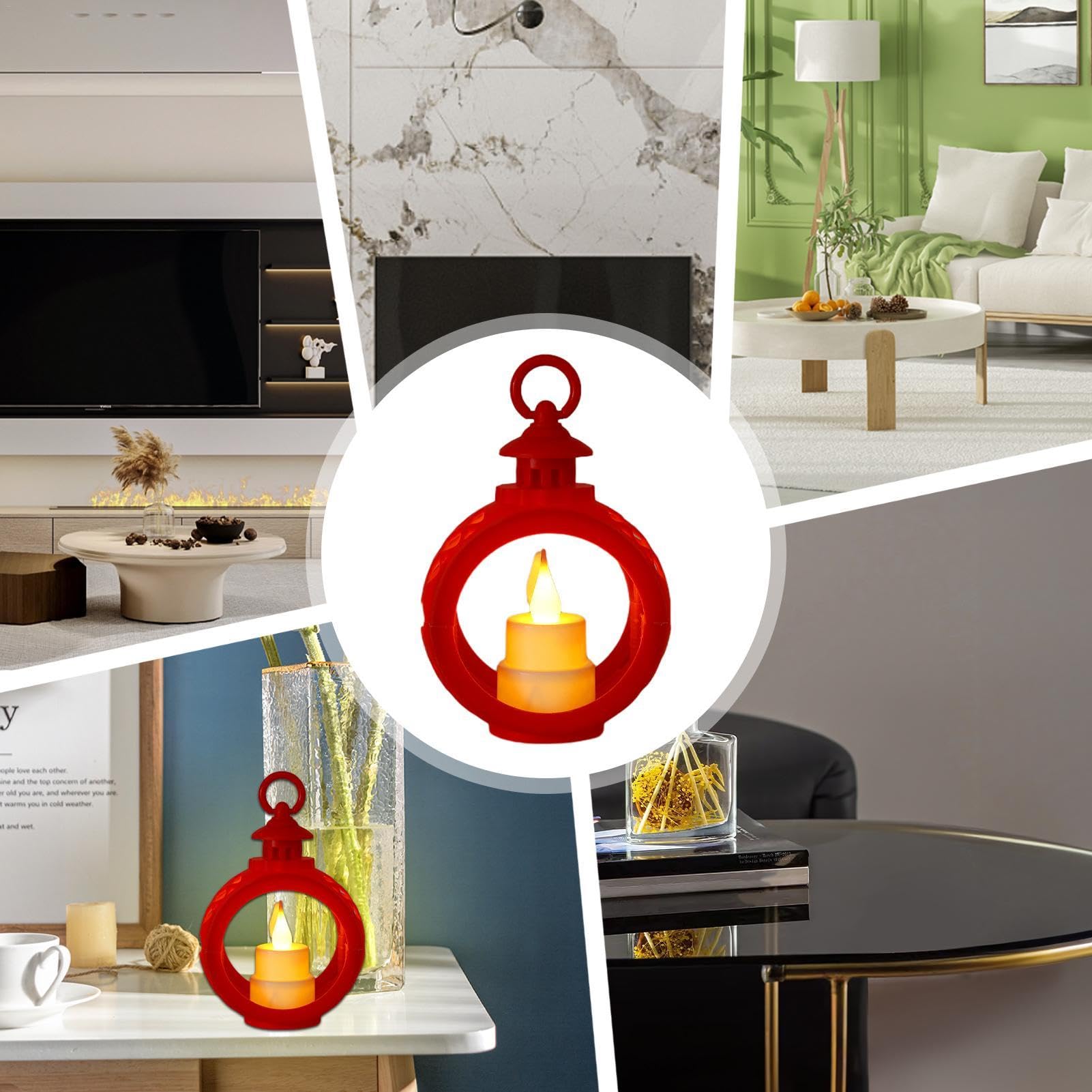 Lanterna Decorativa A LED Con Effetto Fiamma 3D - Portatile Con Interruttore Touch, Alimentazione USB/Batteria, Per Camino Finto E Atmosfera Natalizia (Nera, Rotonda)