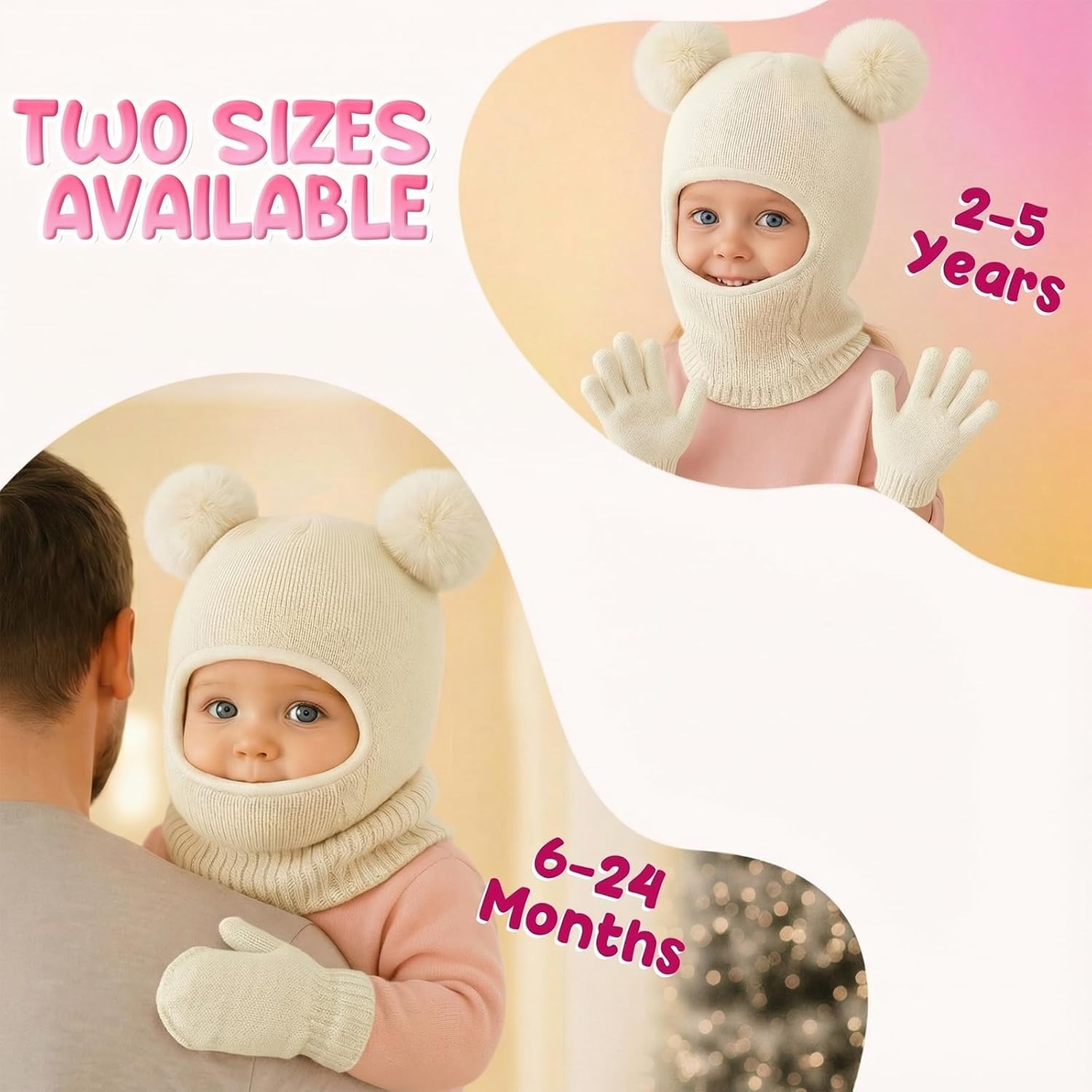 HONGTEYA Toddler Winter Hat Scarf Glove Set, Unisex Baby Kids Velvet Lined Knitted Hat with Neck Warmer for Cold Weather - Image 4