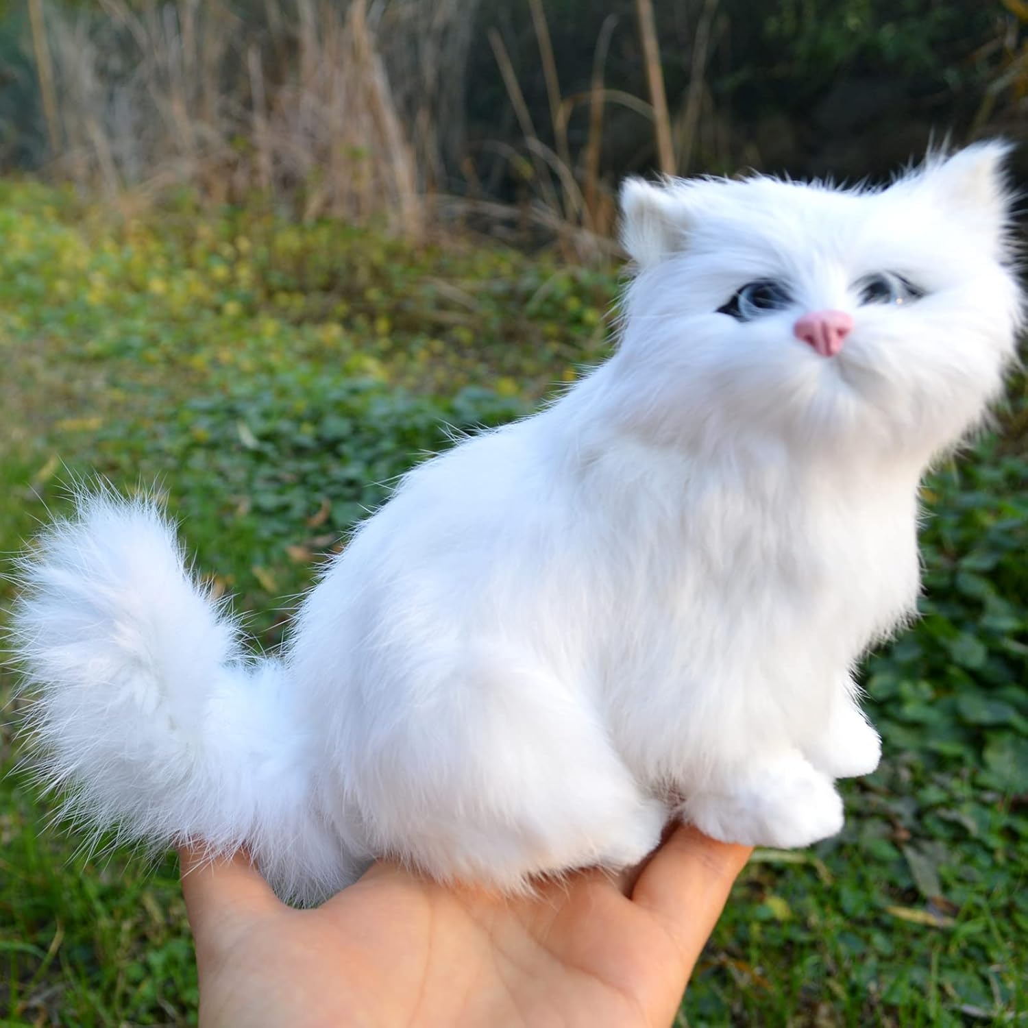 Realistic Simulation Small Furry White Persian Cat Figurine - Home Office Shelf Car Decoration Kitty Stuffed Animal Kitten Replica with Synthetic Fur, Photo Props Collectible Gift - Image 8