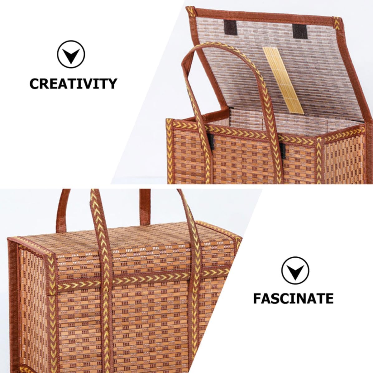 Portable Egg Basket for Storage and Organizing with Foldable Design, Brown Woven Basket for Outdoor Picnic and Kitchen Use