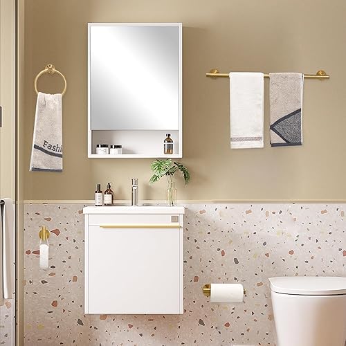 Miniatura 6 de El juego de 4 piezas de accesorios de baño de acero inoxidable dorado cepillado incluye anillo para toalla de mano, soporte para papel higiénico y 2