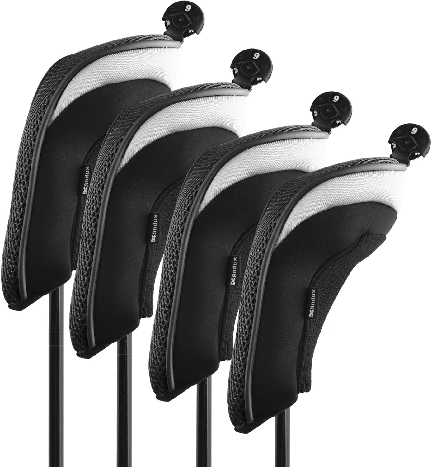 Andux Mesh Golf Hybrid Club Head Covers with Dial Number Tags, 4pcs/Set
