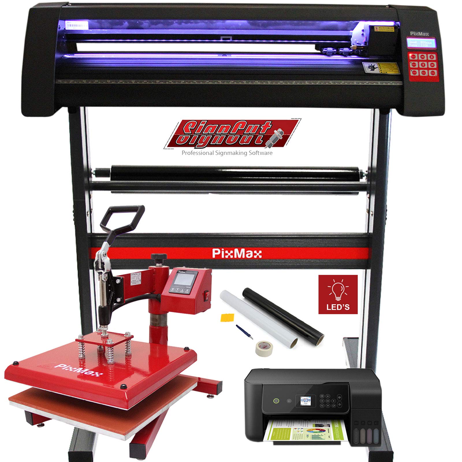 Plotter de Découpe vinyle LED, Presse à Chaud Swing 38cm, Imprimante, Kit de Découpe Impression par Sublimation Transfert Kit de Démarrage Personnalisation