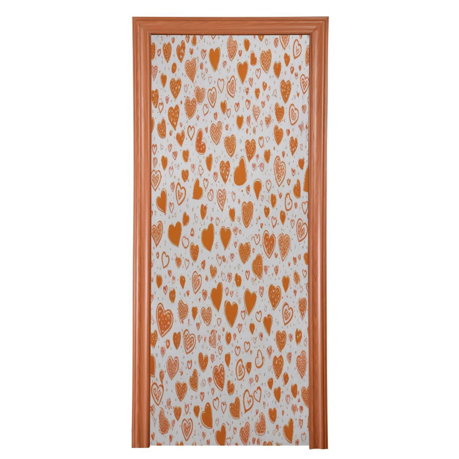 FLildon Cute Hearts Valentines Yellow Door Cover Decoration, Party Accessory Porch Decor for Festive Ornament Room Door Covers 35 x 79 Inch