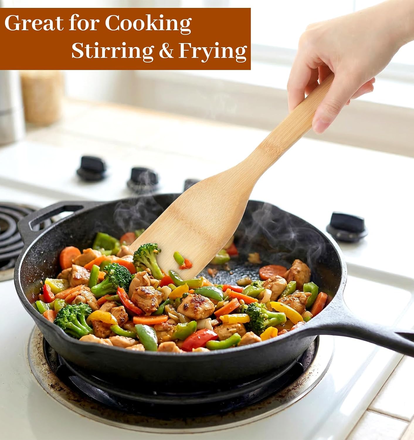 3 Pcs 11.8 Inch Bamboo Cooking Utensils Set, Bamboo Kitchen Utensils