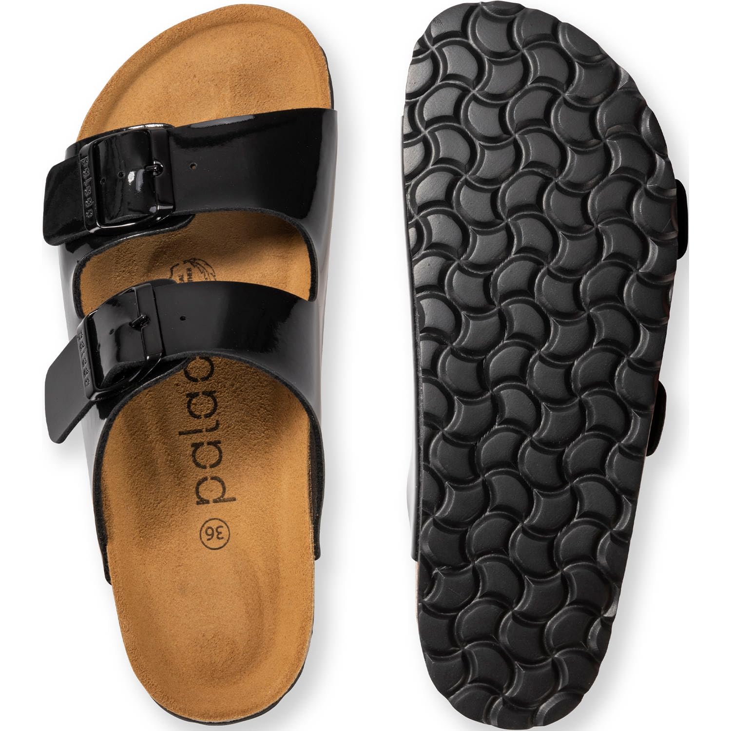 Palado Damen Pantoletten Korfu Matt - Sandalen Made in Spain - bequeme Hausschuhe mit Kork-Fußbett - modische Sommerschuhe