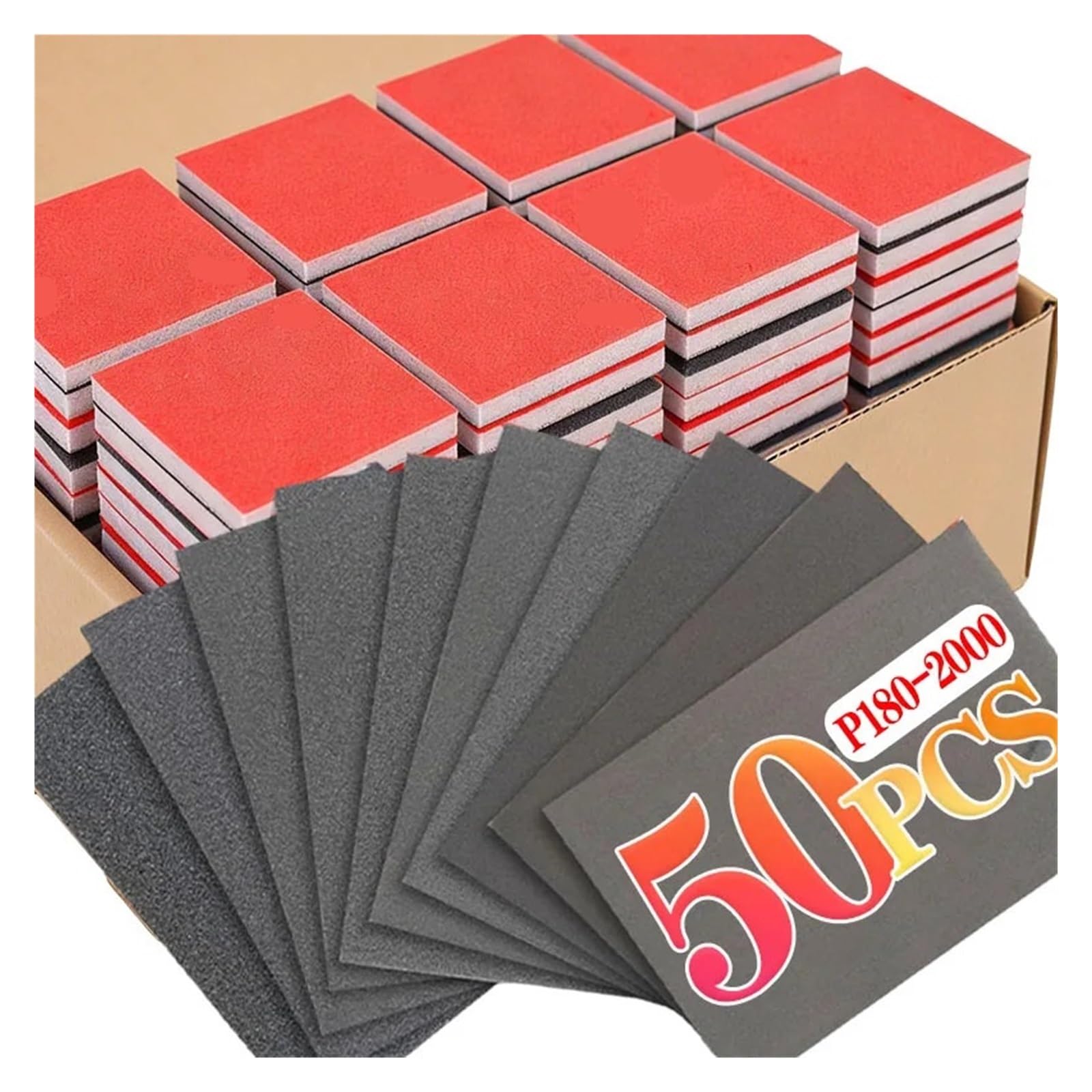 Set di tamponi in spugna abrasiva a grana 180-2000 for levigatura a secco e a umido for la lucidatura della carta vetrata for utensili abrasivi(P400,50pcs)