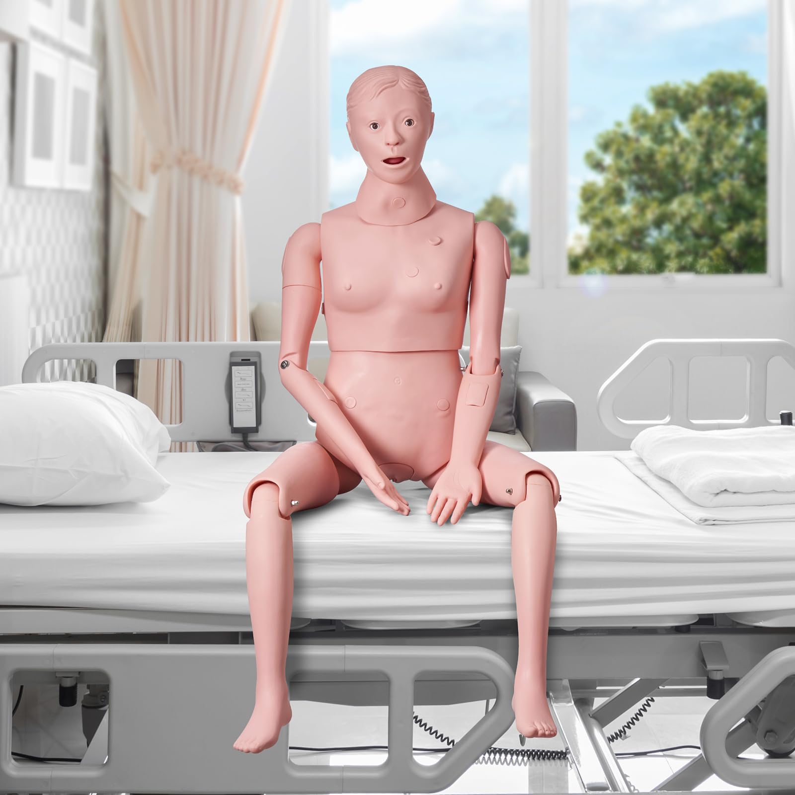 VEVOR Maniquí de Enfermería Femenino Maniquí de Cuidado del Paciente Alto de 153 cm PVC Maniquí de Entrenamiento de Enfermera Simulación Realista para Enseñanza Formación Médica de Hospital Instituto