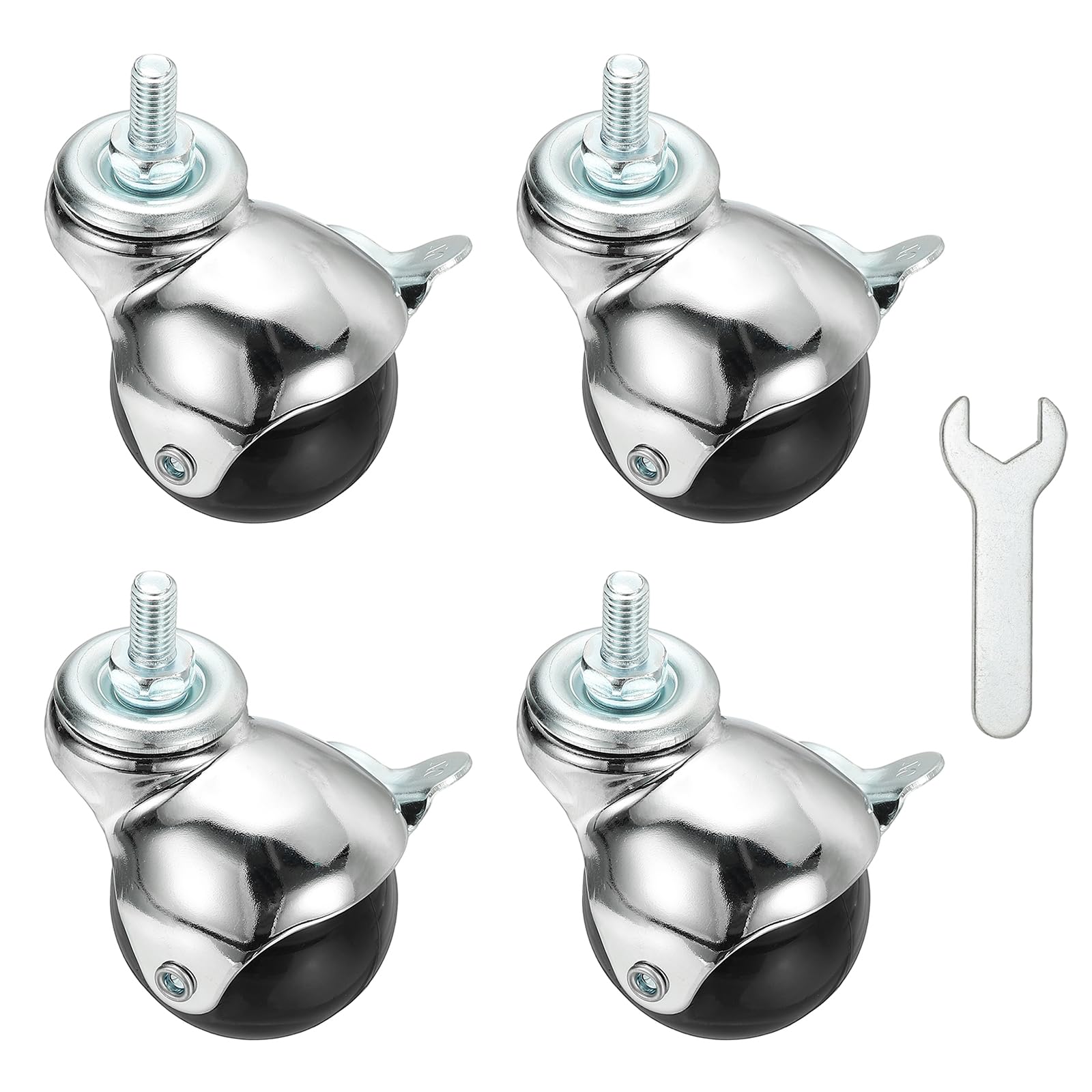 Roulettes a tige filetee avec finition chrome brillant pour meuble elegant