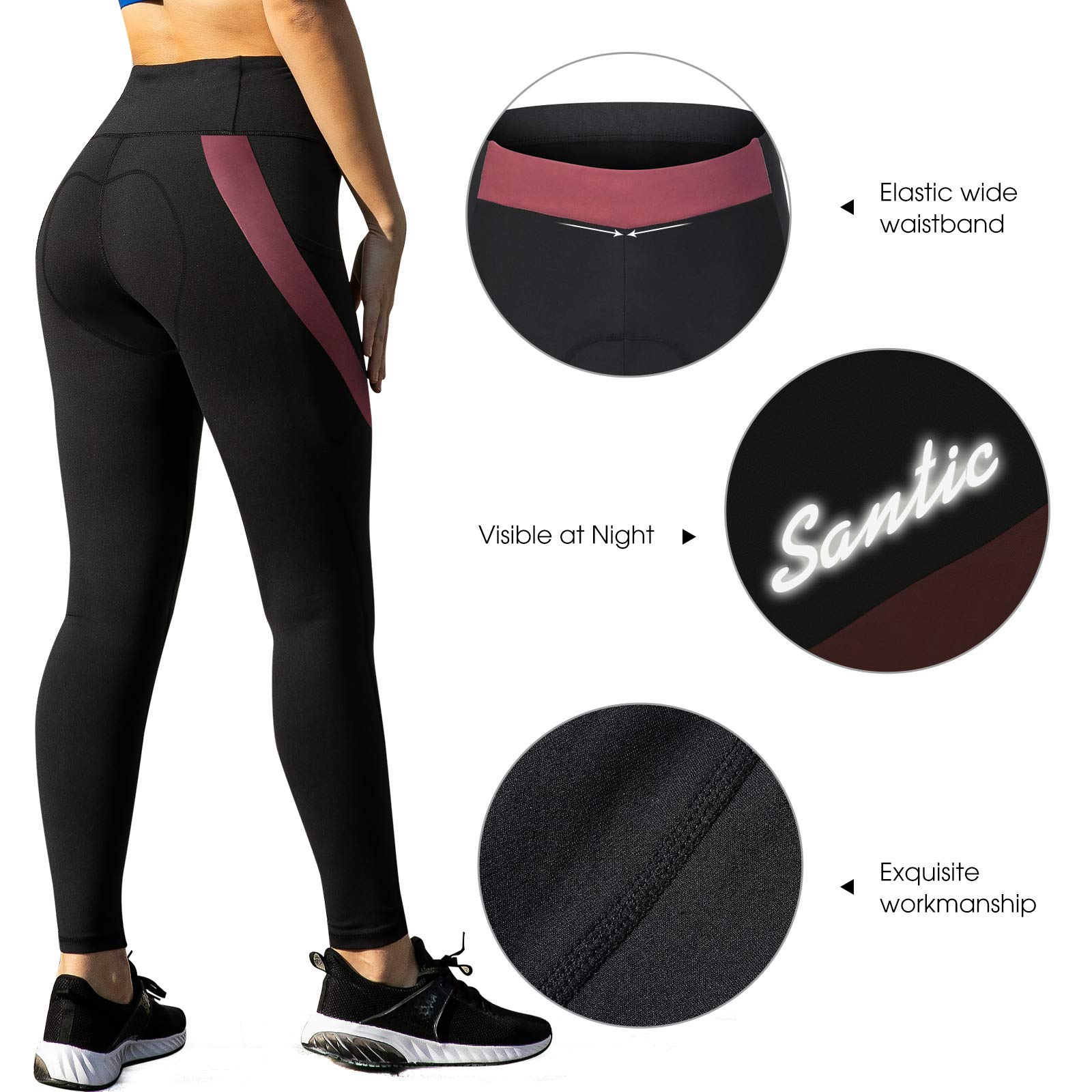 Santic Fahrradhose Lang Damen Gepolsterte Winter Thermo Leggings Radlerhose Radhose Radsport Lange Hosen Tights Elastische Schnell Trocknend