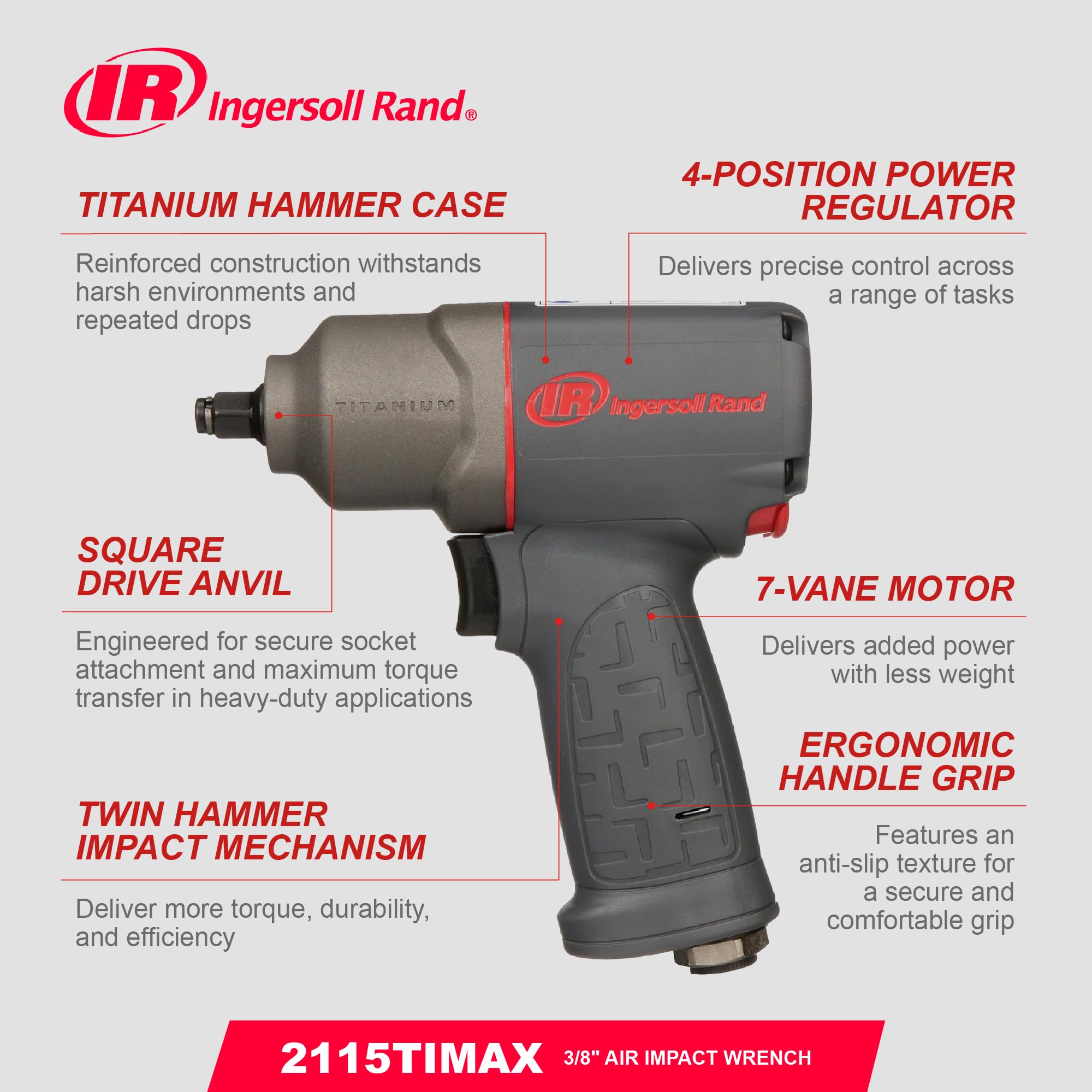 Ingersoll Rand 2115TiMAX Air Impact Wrench - 300 ft-lbs -6