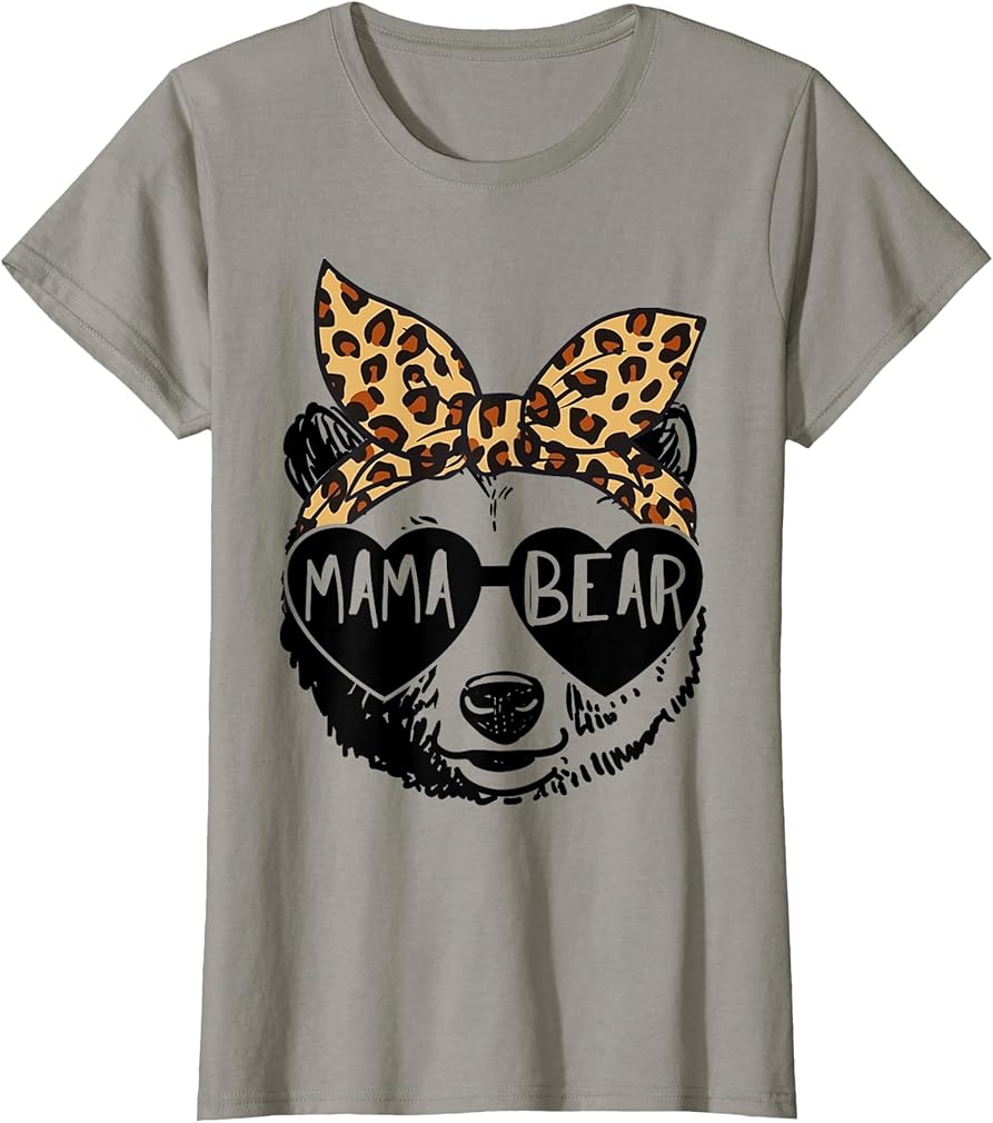 Womens Mama Bear Face Sunglasses Grandma Grandmother Mother's Day T-Shirt