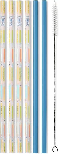 Miniatura 24 de Swig Life Pajillas reutilizables Bazaar + Juego de pajita alta color turquesa y cepillo de limpieza, cada pajita mide 10.25 pulgadas de largo