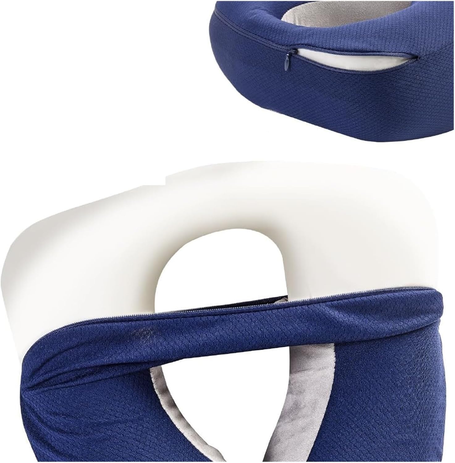 Travel Pillow, Comfortable Memory Foam Neck Pillow Uninterrupted Sleep, Ideal Airplane, Bus, Car, and Train, Travel Essentials, USA, Gray(Dark Blue)