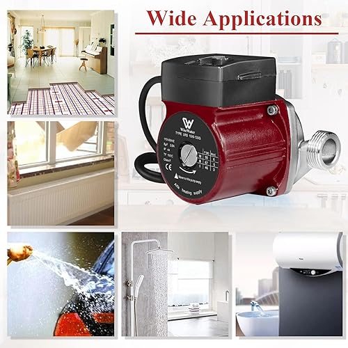 Miniatura 6 de WiseWater Bomba de recirculación de agua caliente de acero inoxidable 304, 3 velocidades con adaptadores NPT de 34 pulgadas, bomba de refuerzo de