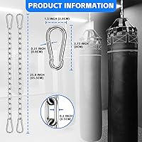 Vista 2 de Heavy Duty Stainless Steel Chains, 550LB Punching Bag Chain with Carabiners, Heavy Bag Chain for Boxing Punching Bags Hanging Chair Hammocks Swing