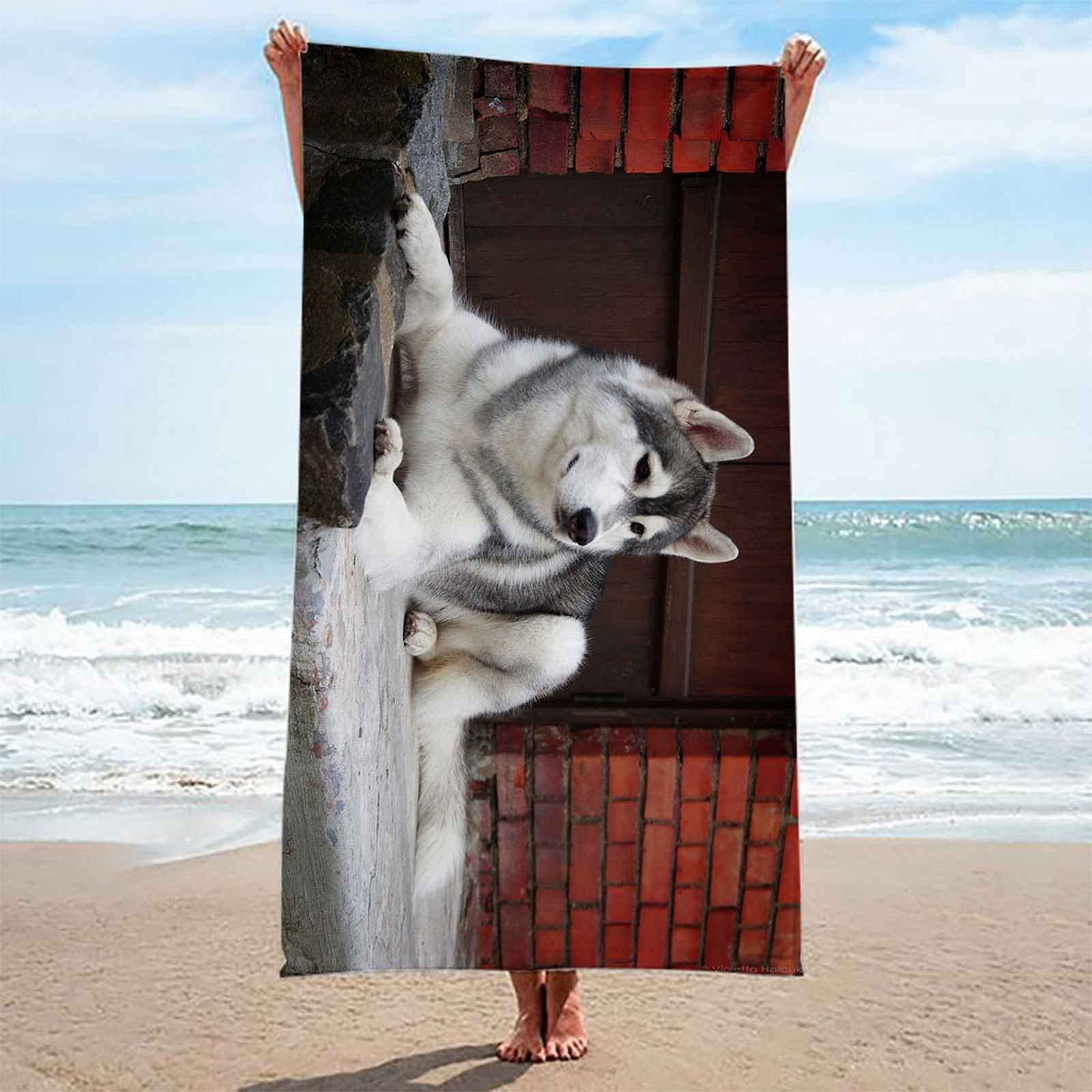 Toalla De Playa 150x200cm Microfibra Perro Toallas De Playa 3D Manta De Playa,Secado Rápido,Absorbente,Toalla Deportiva para Adultos Toalla De Natación Bonito Regalo
