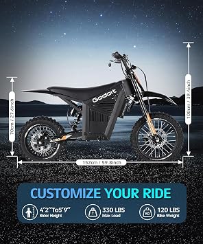 Electric Dirt Bike for Teens & Adults,14/12 Fat Tire 3000W 37MPH Electric-Motorcycle, 48V 21AH Battery, Hydraulic Disc Brakes, Off-Road Mountain eBike