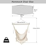 Hammock Chair, Large Hanging Chair, Soft Cotton Rope Swing Chair with High Load-Bearing Metal Rod,Indoor Outdoor Garden Yard Living Room Beige