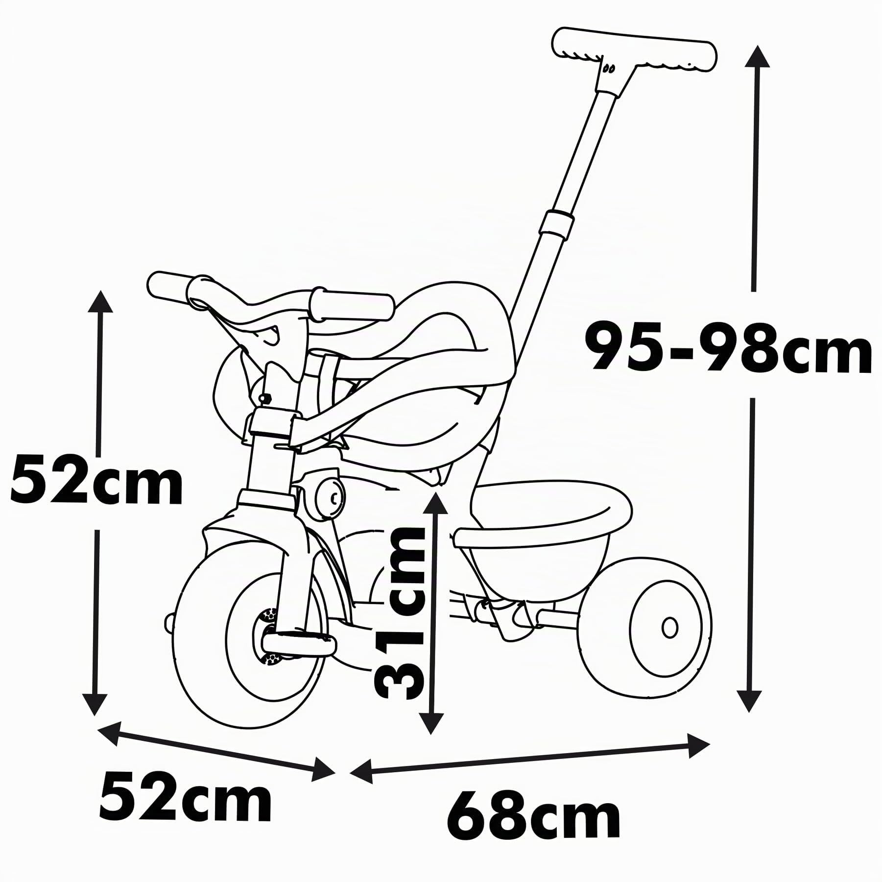 Smoby Triciclo Be Move Confort Beige - Evolutivo 3 en 1, Marco Metálico, Protección Rueda Libre, Barra de Empuje, Asiento Ajustable, Cinturón y Barra de Seguridad, Desde 10 Meses (7600740418)