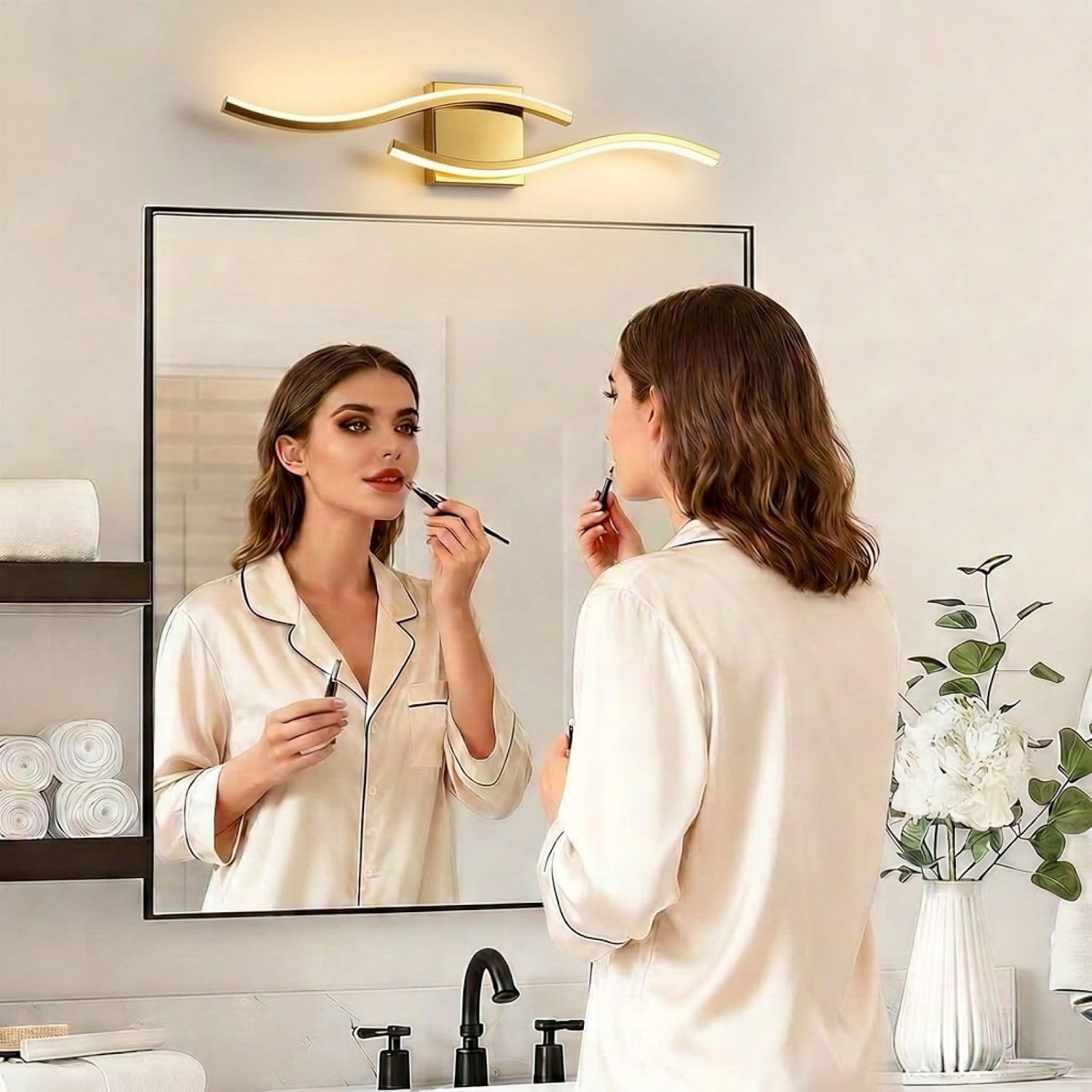Vanity Light for Bathroom, 23.6 Inch Gold Bathroom Lights Fixture Over Mirror, LED Dimmable and 5CCT Adjustable Color Temperatures Modern Wall Sconces for Bathroom Bedroom Living Room