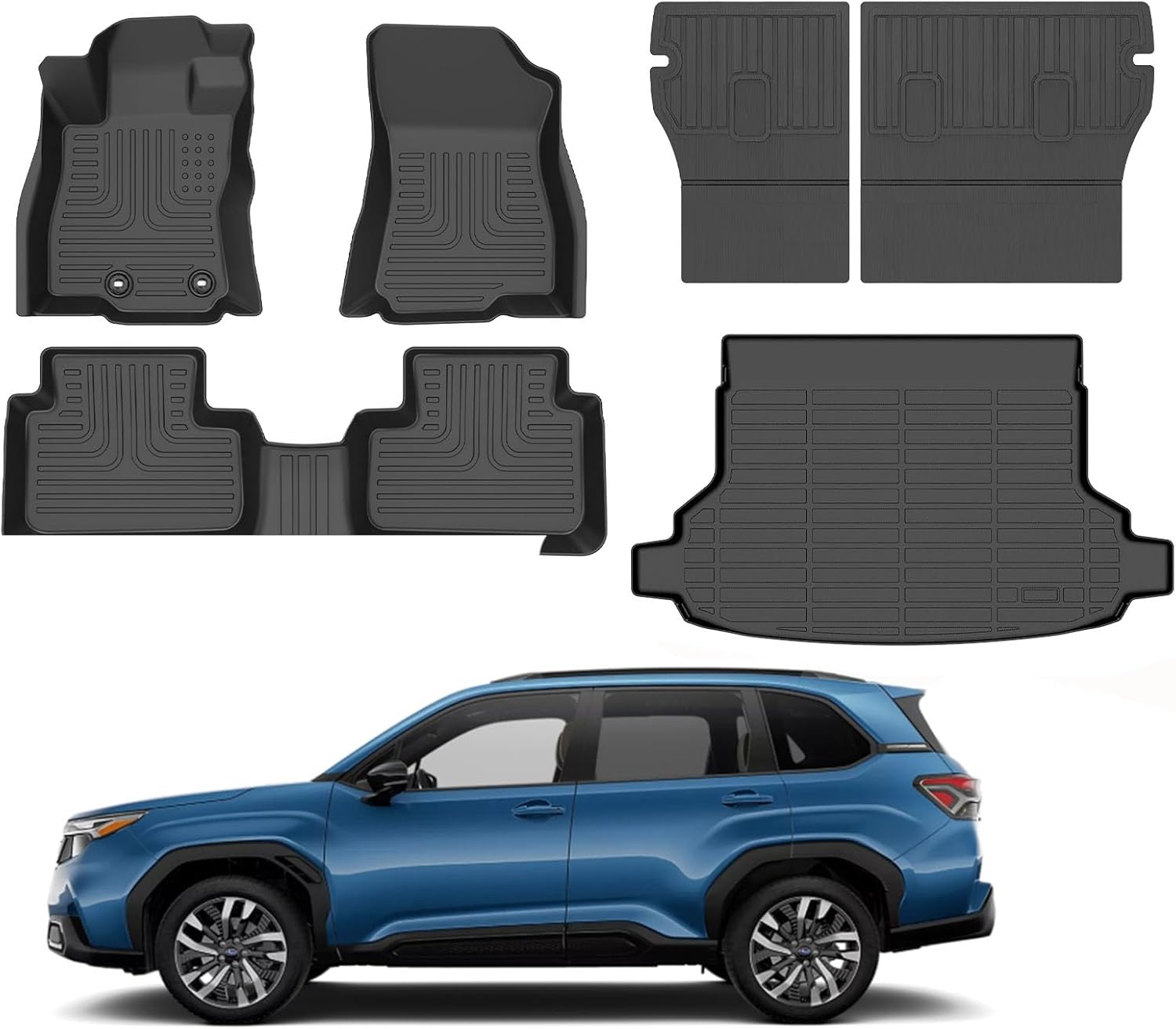 for Subaru Forester Floor Mats 2025(Not Fit Hybrid & Wilderness),Car Mats for Subaru Forester All Weather Floor Mats Cargo Liner Accessories Backrest Cargo Mat 2025 62)For Forester 2025 Set