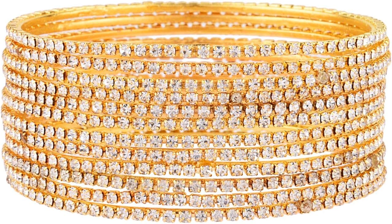 Efulgenz Rhinestone Bracelet Indian CZ Crystal Bangle Wedding Bridal Jewelry Bollywood Bangles for Women