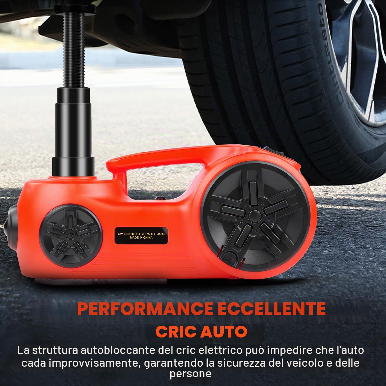 VOBOR Cric Elettrico per Auto, 5T Set di Martinetto Idraulico 12V con Pompa Gonfiabile e Luce LED, 150-450mm Sollevatore per Auto Pickup Emergenza Cambio gomme Garage Riparazione
