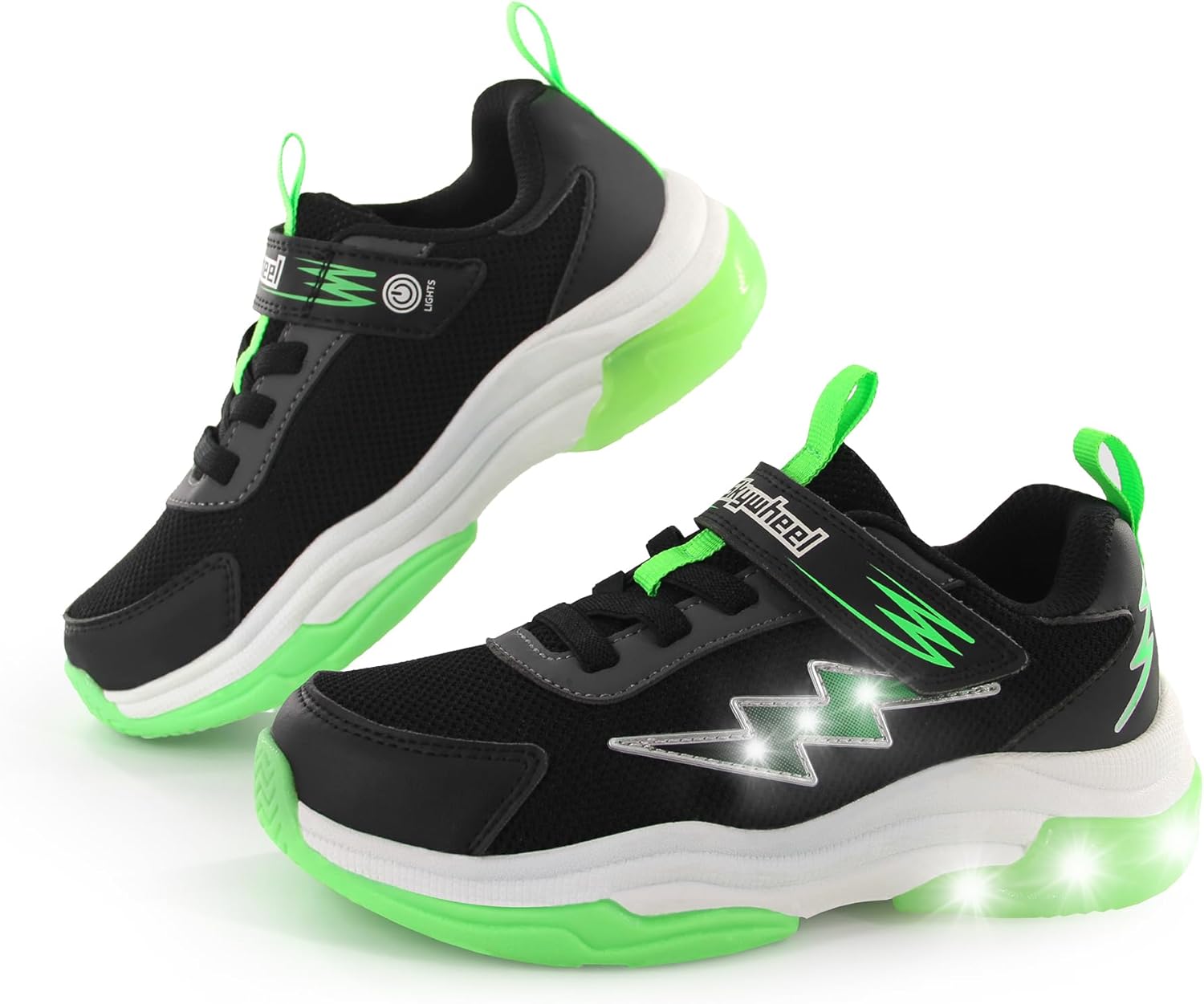 SKYWHEEL Kids Sneakers for Boys Light Up Shoes with Switch Tennis Running Athletic Shoes Toddler Size 10 to Big Kids Size 5