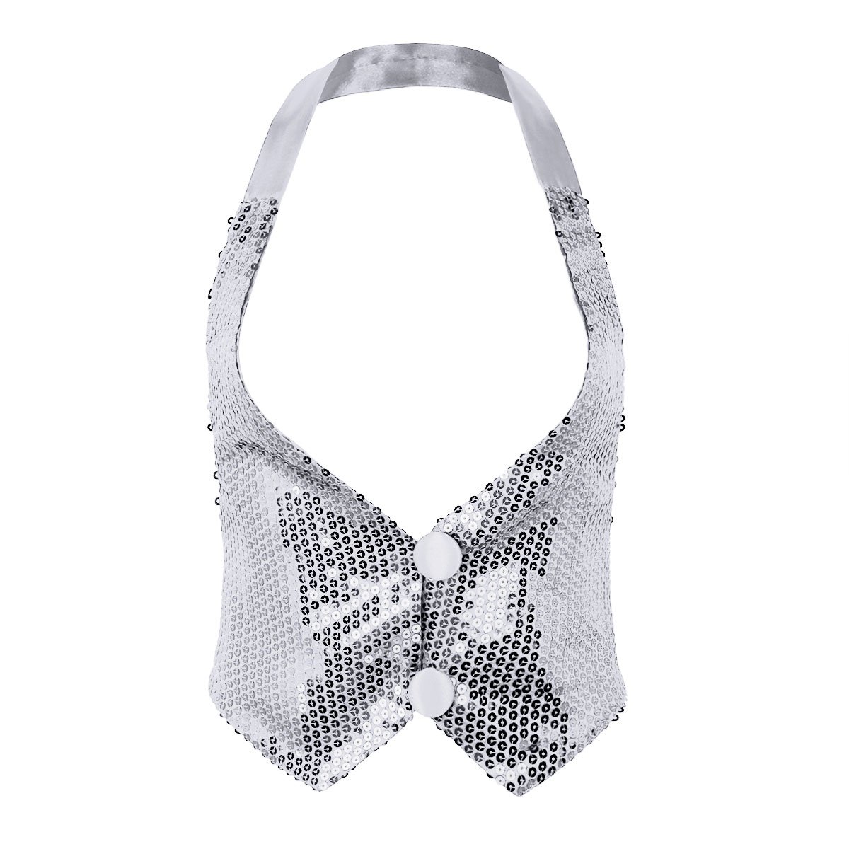 Chictry Women's Silver Sequins Waistcoat Hip Hop Dance Jazz Nightclub Halter Cami Tank Top One Size