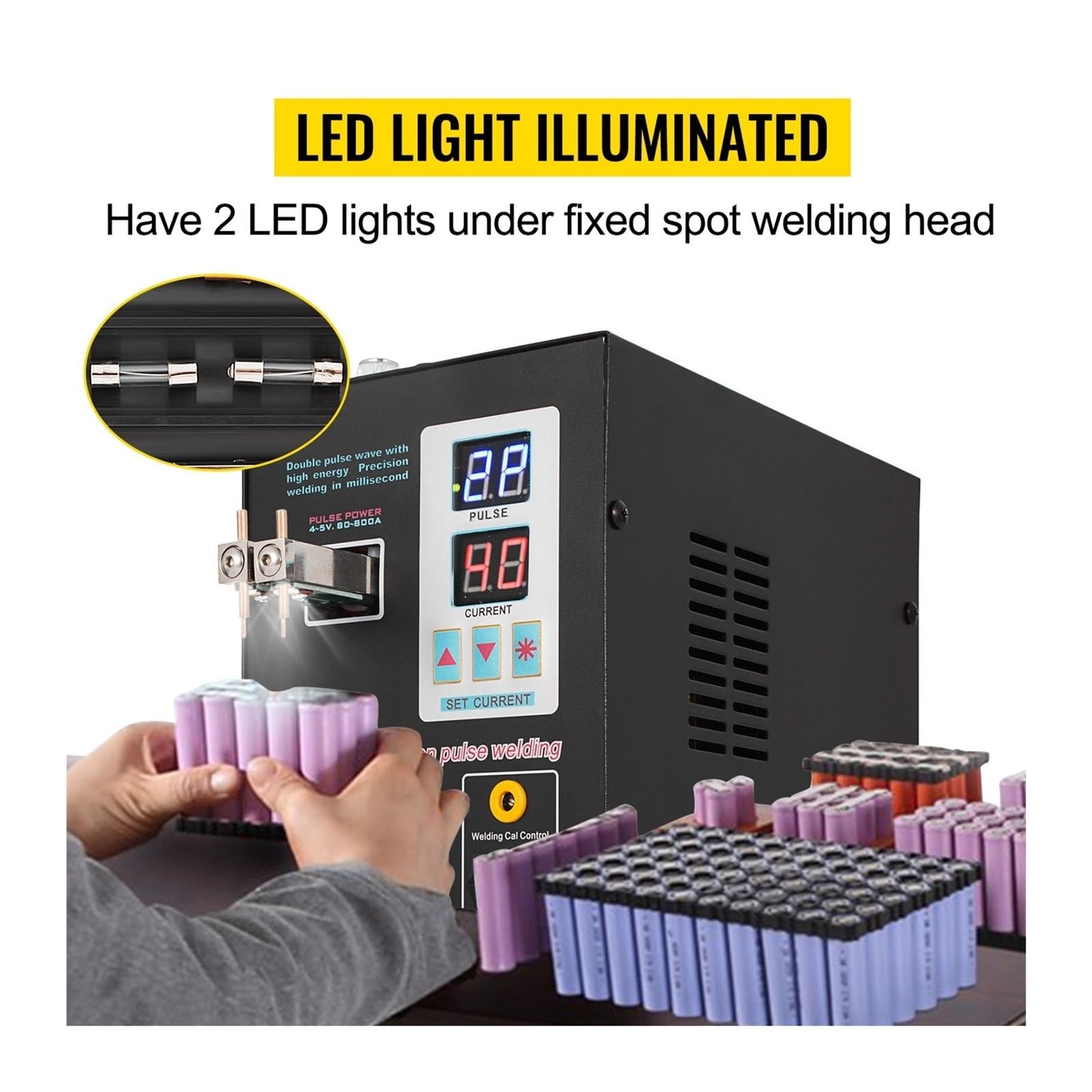 Spawarka punktowa 737G do akumulatora litowego 18650, oświetlenie LED 1,5 kW, podwójny wyświetlacz cyfrowy, spawarka z podwójnym impulsem