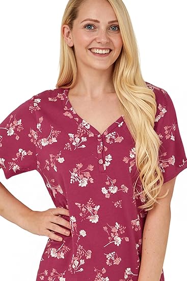 Camicia Da Notte Lunga Indigo Sky Donna – Taglie Forti 14-28, Viscosa, Manica Corta, Scollo A V