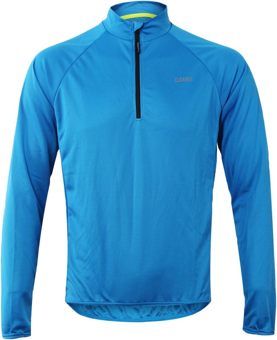 Cuzaekii Mens Long Sleeve Cycling Jersey MTB Bike Shirt Clothing for Summer & Cool Weather