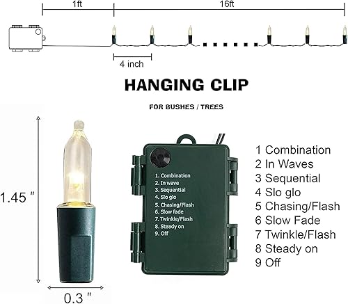 Miniatura 2 de Dazzle Bright 50 luces LED de Navidad que funcionan con bateo, mini tira de luces impermeables de 16 pies con 8 modos para Navidad, interiores,