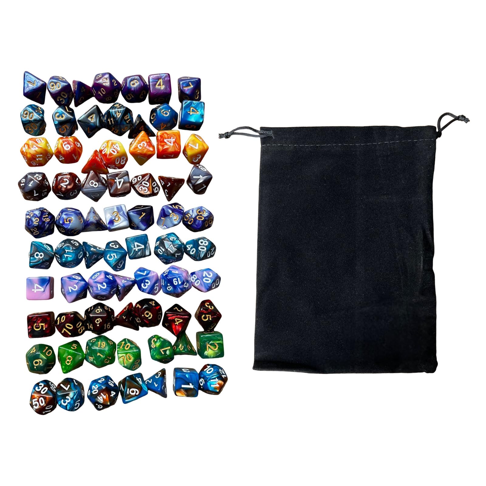 70 dadi poliedrici multilato in acrilico, 10 colori, adatti per giochi di ruolo