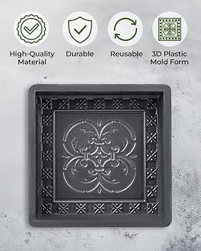 Plastic Molds Concrete Set Patio Paving Mold 4 pcs - Big Beautiful Pathmaker Precast Concrete Molds and Forms Stampcrete for Walkways - Large Cobblestone Molds for Concrete, Reusable