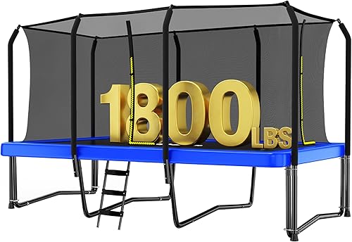 Zupapa - Trampolín rectangular con capacidad de peso de 1800LBS, 10x17 pies, 9x15 pies, 8x14 pies, trampolín cuadrado para gimnasia al aire libre
