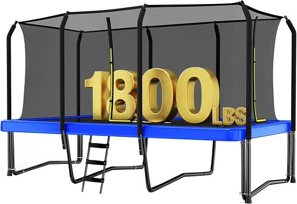 Zupapa 1800LBS Weight Capacity Rectangle Trampoline 10x17FT 9X15FT 8X14FT Outdoor Square Gymnastics Trampolines for Kids